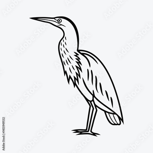 American Bittern Silhouette White background illustration Generative Ai