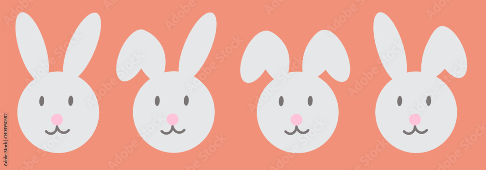 Obraz premium Easter bunny character set in doodle style in vector. Element for design advertisement mail posts poster print postcard banner