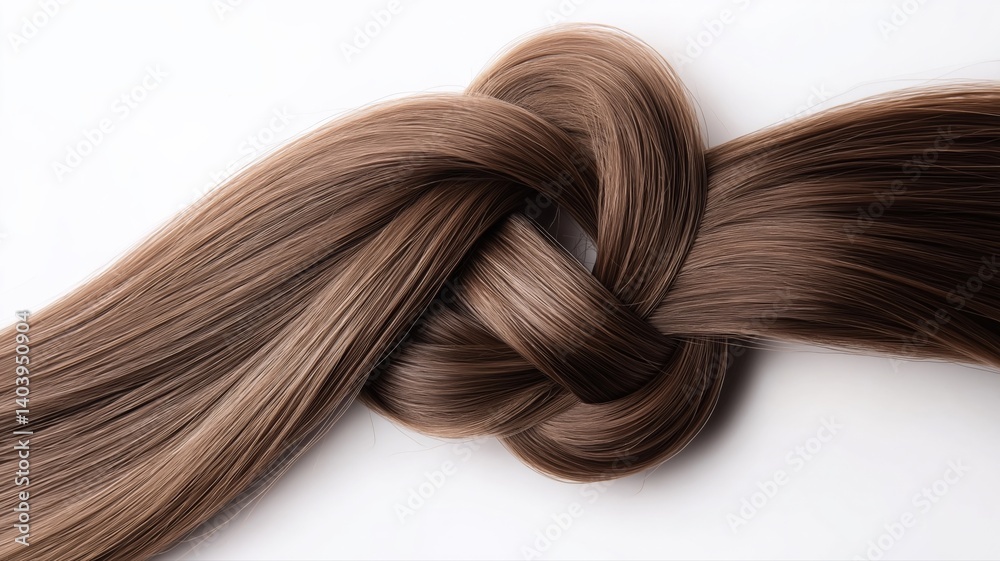 Fototapeta premium Hair strands styled into an intricate knot on a smooth surface