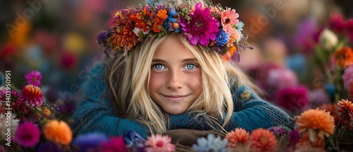 Girl Flower Crown Portrait.