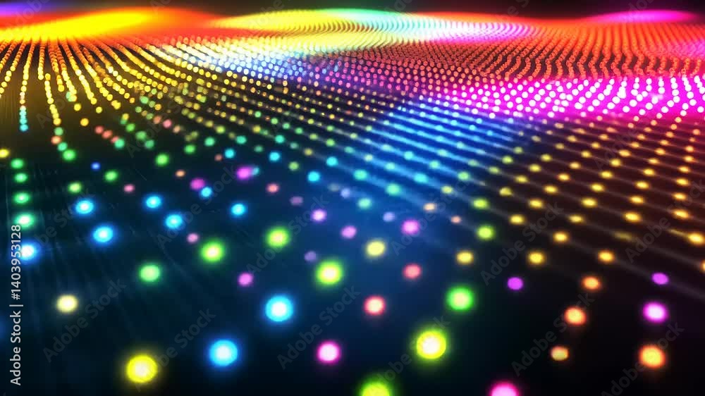 Vibrant colorful light patterns creating a mesmerizing wave effect in a digital landscape Vibrant colorful light patterns creating a mesmerizing wave effect in a digital landscape