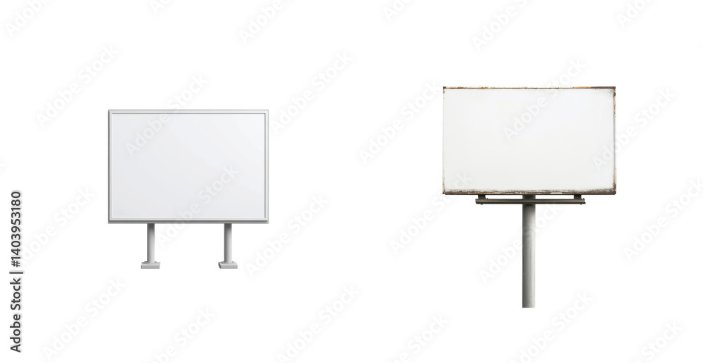 Collection of various blank signboards with different sizes and shapes displayed in a row Collection of various blank signboards with different sizes and shapes displayed in a row