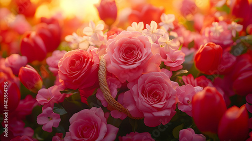 Vibrant floral arrangement in warm light
