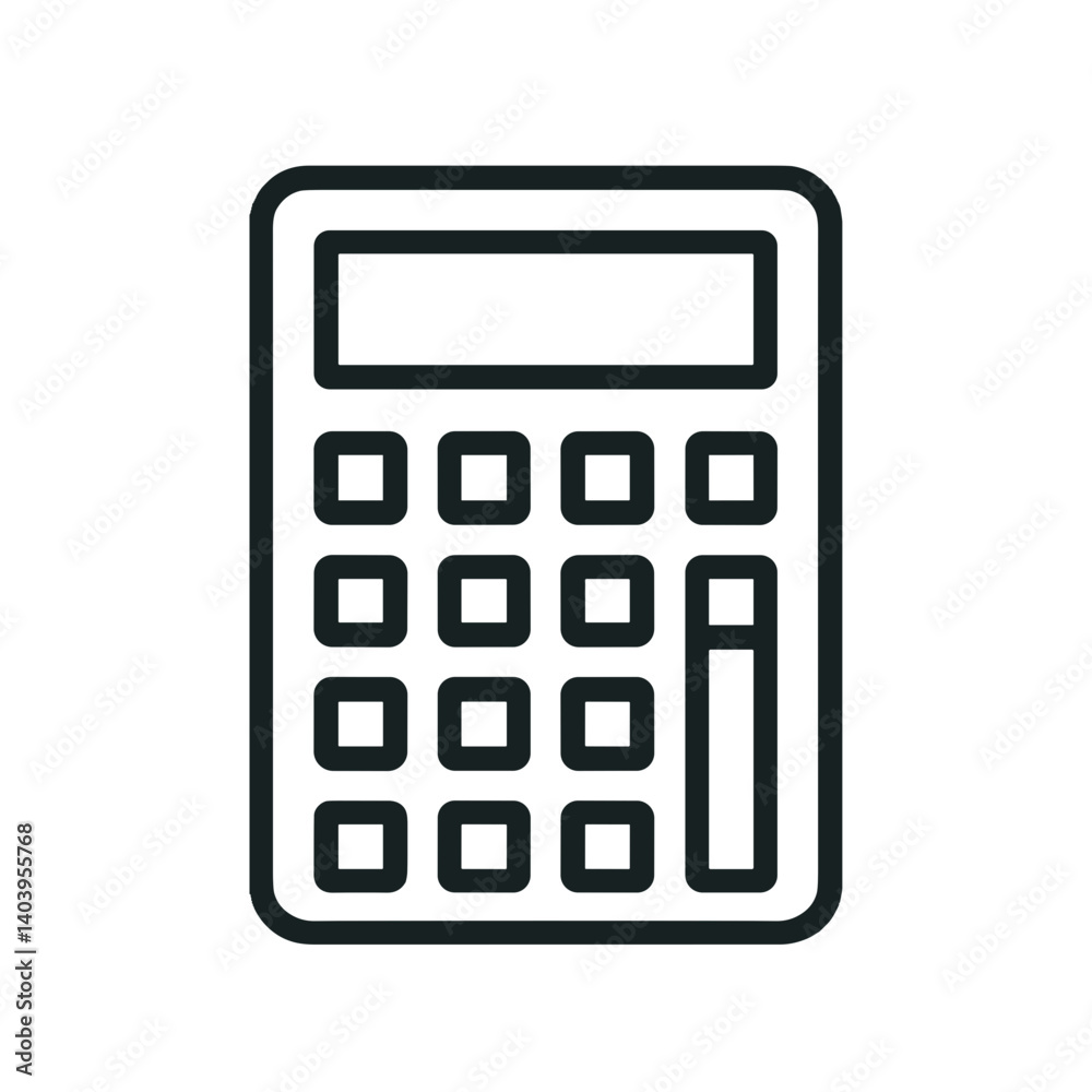 Calculator Icon in minimalist style on white background Calculator Icon in minimalist style on white background