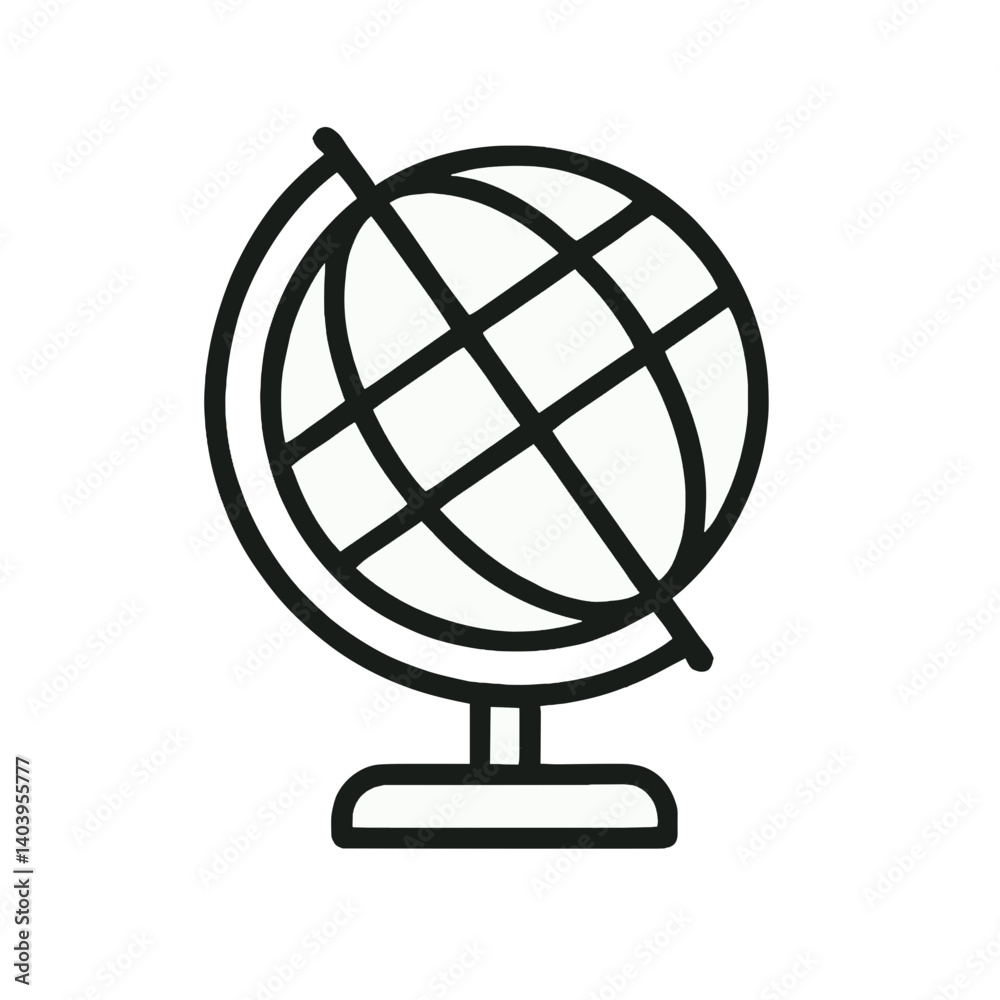 Globe Icon depicting the world in a minimalist style Globe Icon depicting the world in a minimalist style