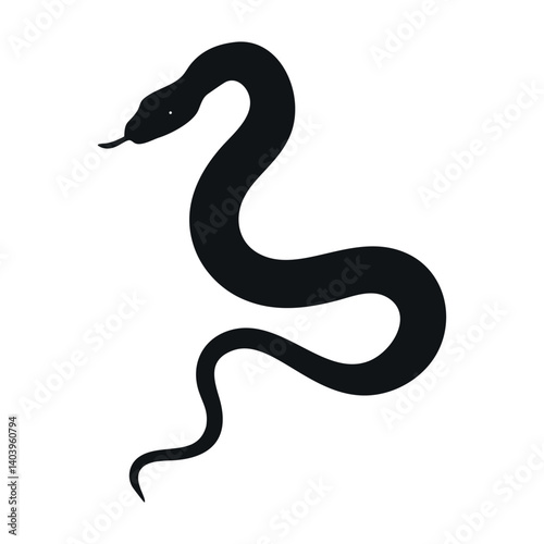 Snake Silhouette Illustration Serpentine Reptile Black And White Image Poisonous Animal Viper Isolated On White Background Dangerous Crawling Creature