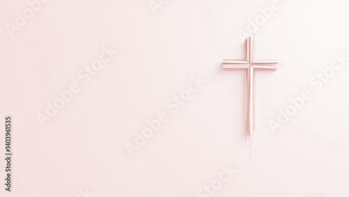 Christian Cross on a Pastel Pink Background