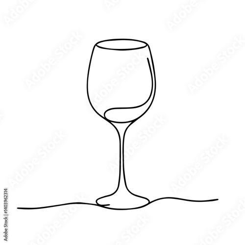 Simple Line Art of a Wine Glass  
