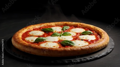 Serving Fresh Hot Pizza with Tomato Sauce and Basil