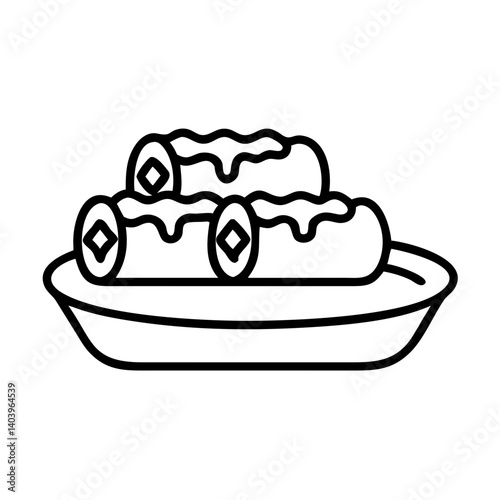 Delicious spring rolls with sauce vector illustration asian cuisine food recipe eat dish 90