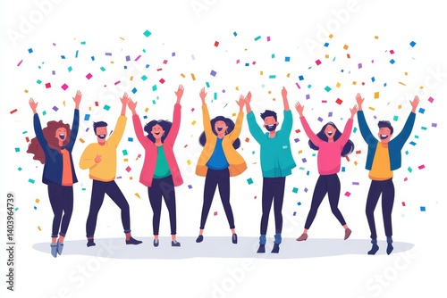 Happy business people celebrating success at company, Generative AI