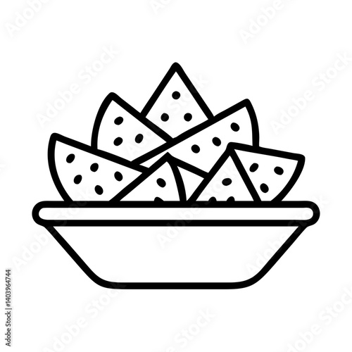 Bowl of nachos chips vector illustration, mexican food snack, tortilla chips with dips icon
