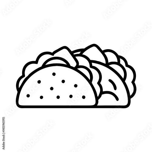 Taco tuesday vector illustration: mexican food icon, outline tacos clip art, traditional cuisine design