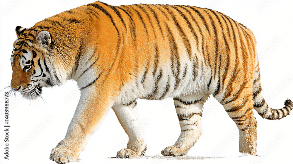 Obraz premium Tiger Posing Majestically on White Background