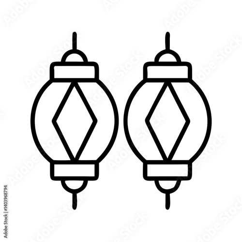 Two hanging chinese lanterns vector image for festive decorations and cultural celebrations design element