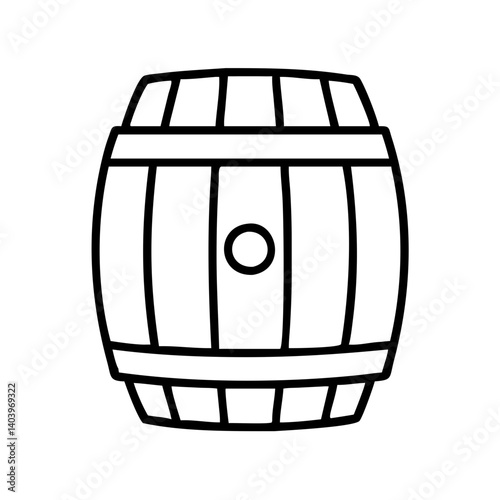 Outline drawing of a wooden barrel for storing wine beer whiskey rum or other alcohol drinks