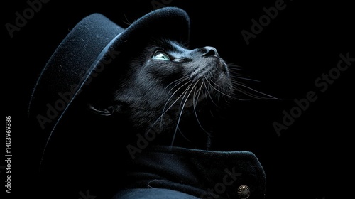 Mysterious Black Cat in a Fedora: A Portrait of Elegance and Intrigue
