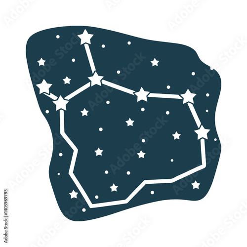 Ursa Major Constellation: Big Dipper Minimalist Vector - Seven-Star Dipper (Big Dipper) Ursa Major constellation connected by a single unbroken line