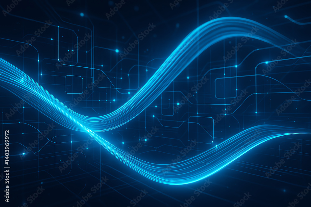 Obraz premium Abstract blue lines on a dark background.