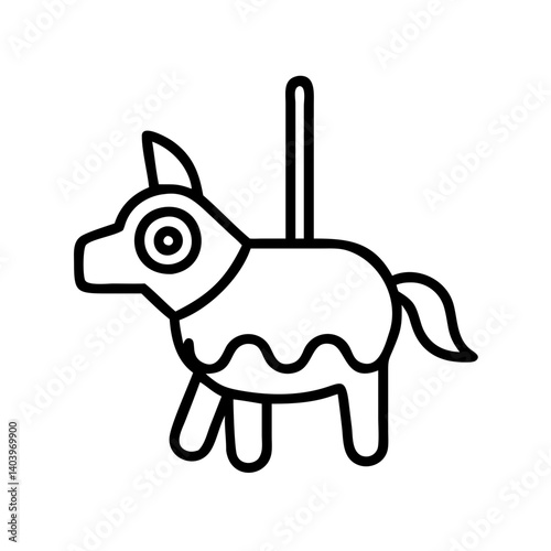 Vector outline illustration of a traditional donkey pinata for party decoration and celebration