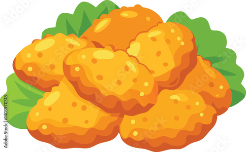 A plate of delicious food chicken nugget vector illustration