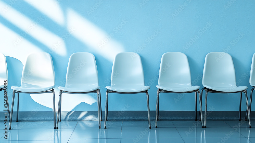 Obraz premium A serene scene of empty chairs in a medical waiting area