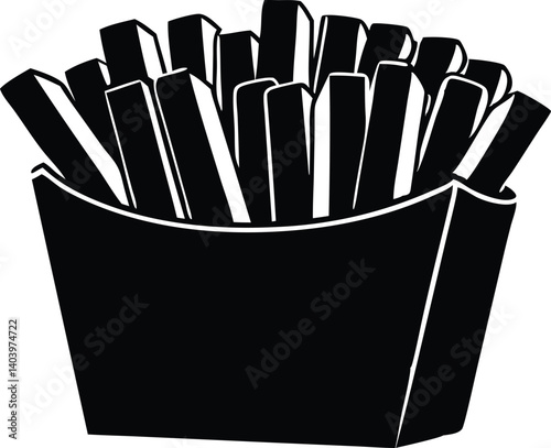 Delicious golden french fries design silhouette black vector illustration 
