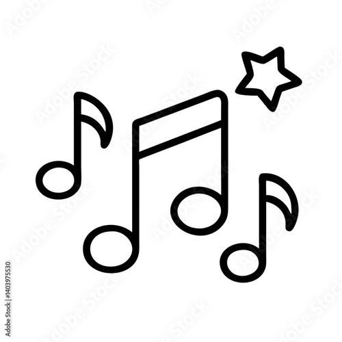 Music notes with star vector icon illustration for musical score melody and song design element