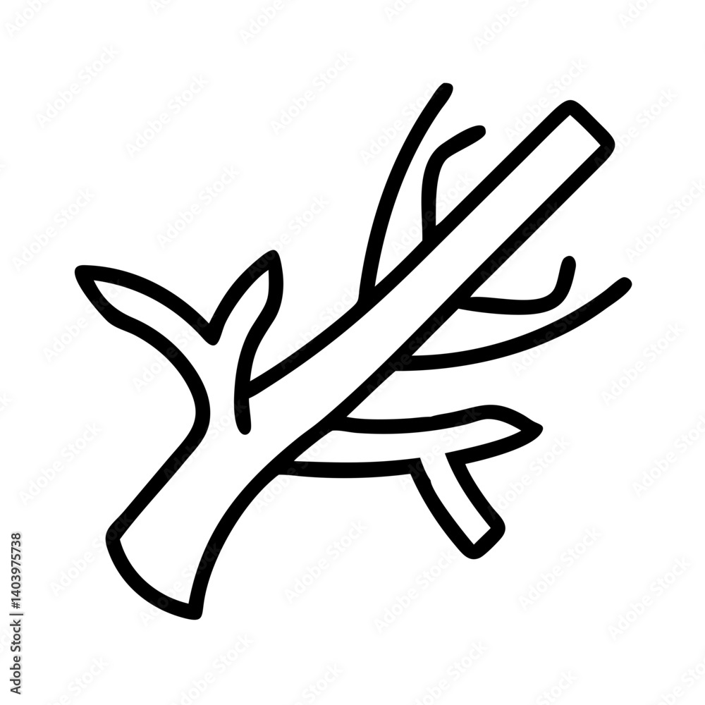 Obraz premium Isolated tree branch vector illustration for nature design and autumn season element drawing outline