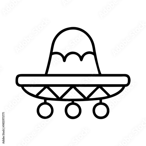 Illustration of a traditional mexican sombrero hat for cinco de mayo celebrations and culture