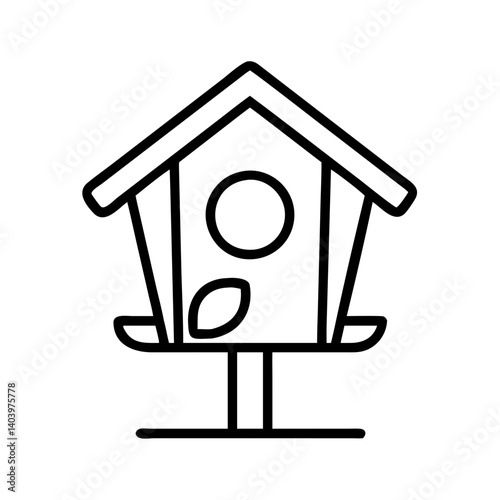 Birdhouse vector illustration, bird house graphic design, bird feeder line art, garden decor icon