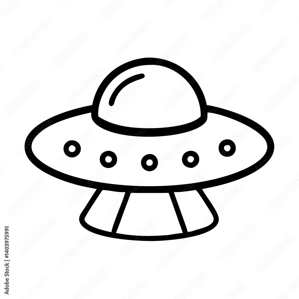 Cartoon ufo spaceship drawing vector illustration for kids coloring book and alien concept art Cartoon ufo spaceship drawing vector illustration for kids coloring book and alien concept art