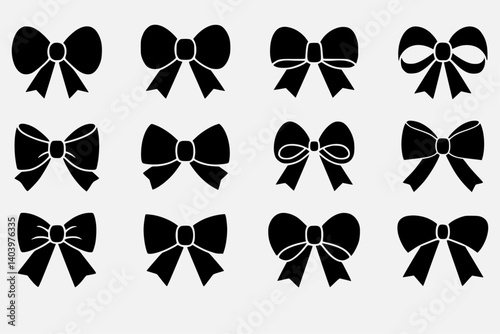  A collection of black bows with ribbons and bows