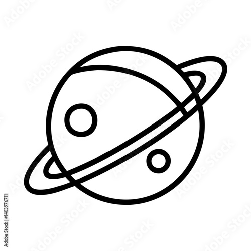 Planet with rings outline vector illustration space astronomy celestial body cosmic object isolated 90