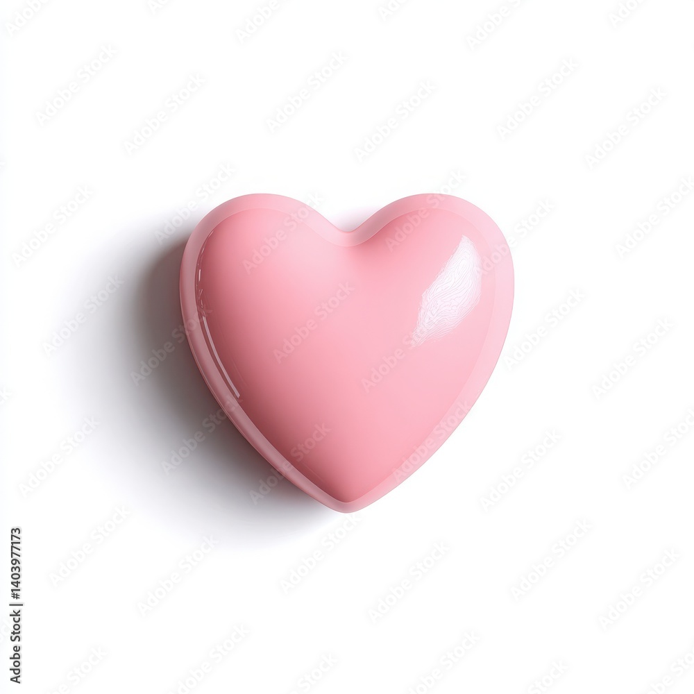 Glossy light pink heart shape object on white background isolated on white background Glossy light pink heart shape object on white background isolated on white background