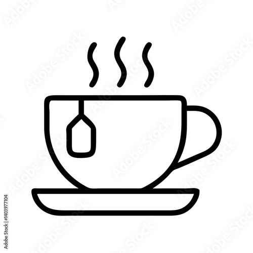 Vector graphic of a cup of tea with steam and tea bag isolated for tea time and relaxation