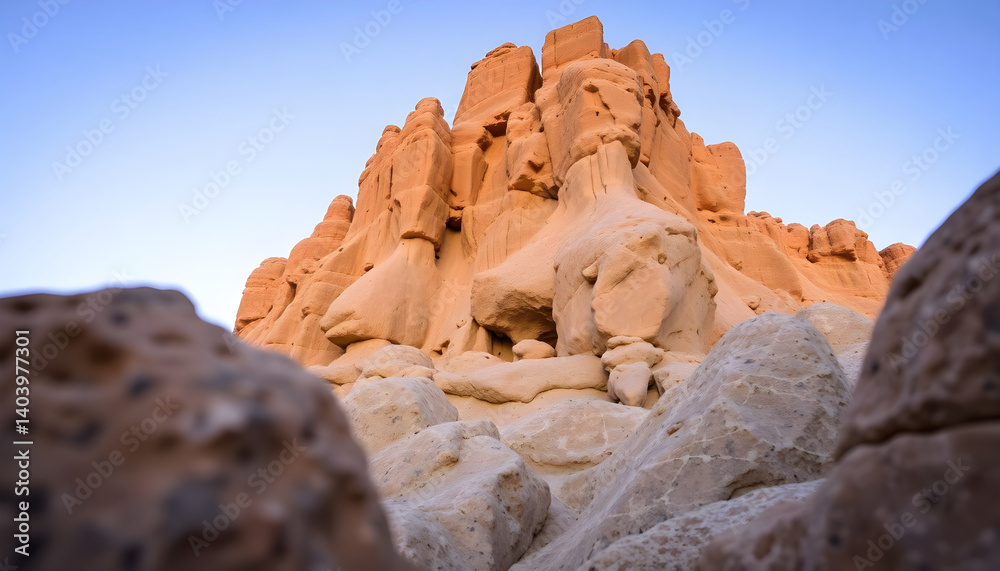 Fototapeta premium rock formation in the desert with a blue sky in the background
