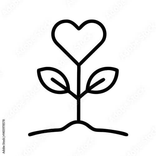 Heart plant vector icon for love growth concept symbol of care and nature design element graphic