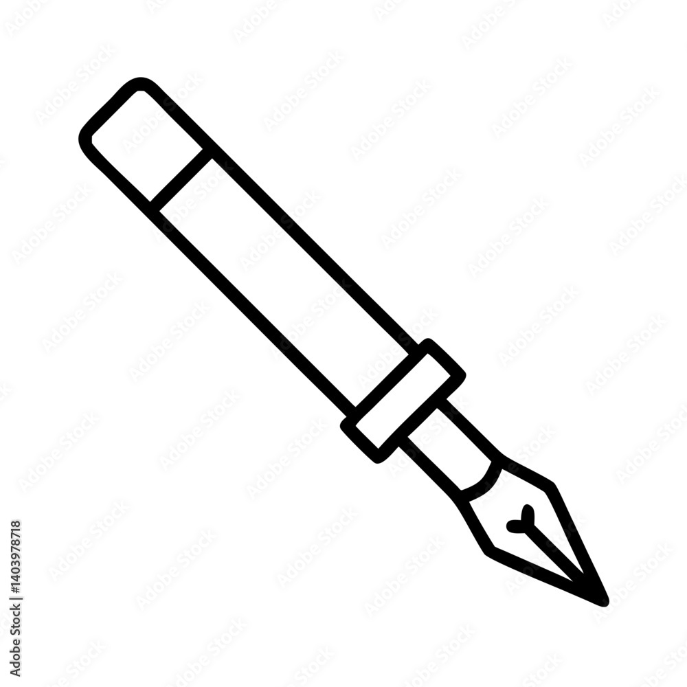 Vector graphic of a fountain pen for writing calligraphy and drawing illustration with ink tool Vector graphic of a fountain pen for writing calligraphy and drawing illustration with ink tool