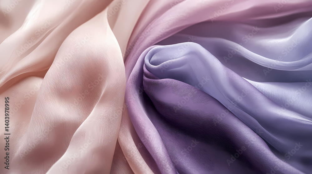 Obraz premium Soft, flowing fabric texture in pastel colors, creating a dreamy and serene atmosphere. Bewitched Fabric. Illustration