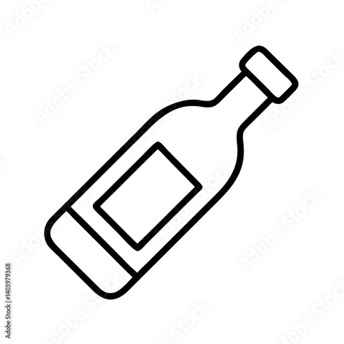 Vector outline drawing of a bottle of sauce condiment dressing with label for design elements