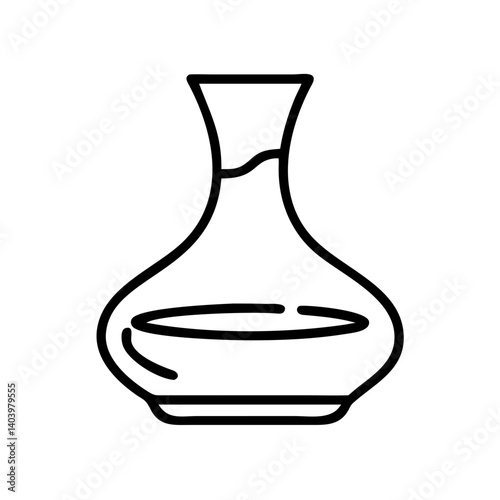 Outline drawing of a glass decanter for wine or water serving with smooth curves and elegant shape