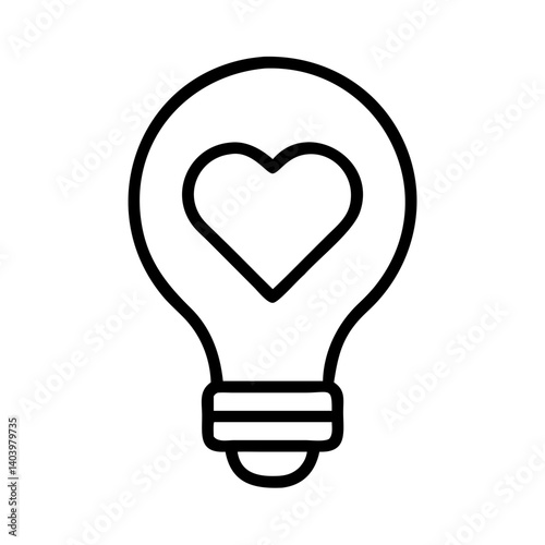 Lightbulb heart icon idea creative innovation love inspiration symbol vector graphic design element