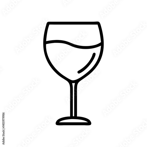 Wine glass vector icon illustration, wine glass outline drawing, wine glass line art design element