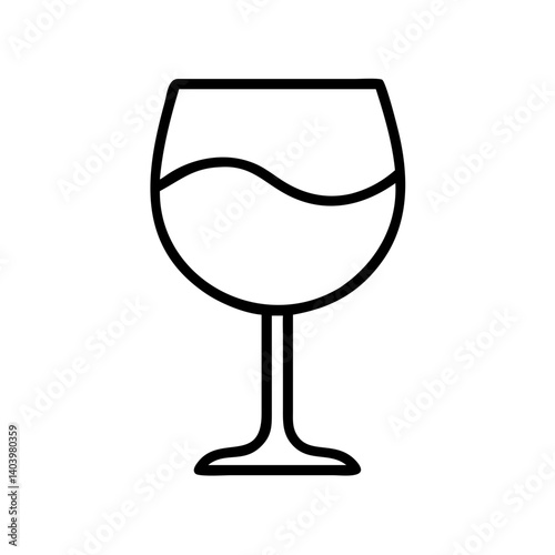 Wine glass vector icon illustration, wine glass outline, wine glass drawing, wine glass symbol design