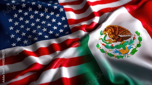 Waving American and Mexican flags symbolizing unity and diplomacy.