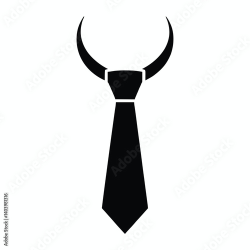 Black tie with horns vector illustration for formal wear and costume design element use