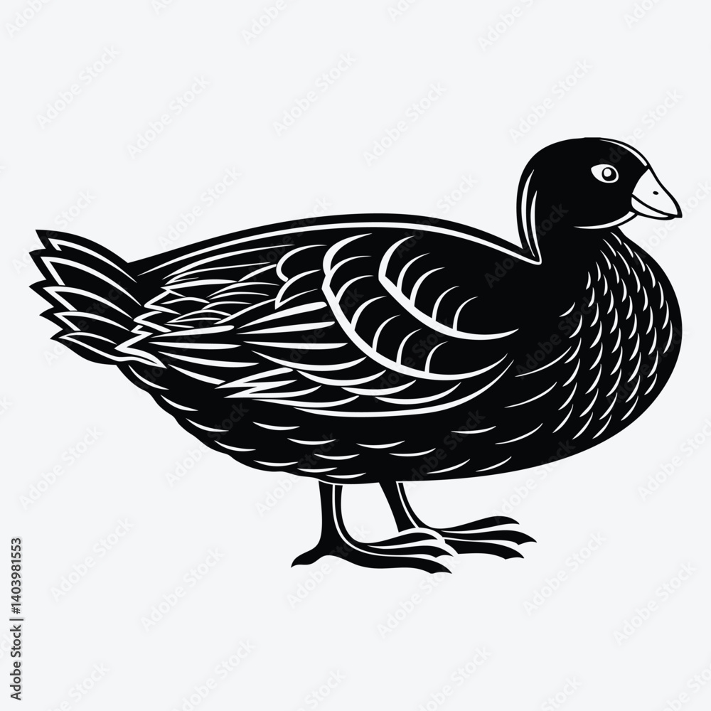 Fototapeta premium American Coot Silhouette White background illustration Generative Ai