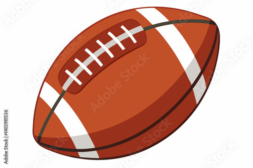 American Football:  A classic brown leather American football with white laces and white stripes, ready for the big game. Capture the spirit of teamwork, competition, and athleticism.  