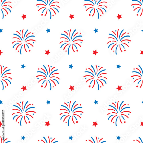 Fireworks seamless background Fourth of July print